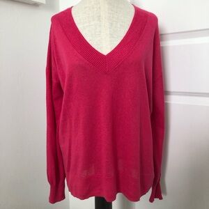 GAP Pink V-Neck Sweater Relaxed Fit